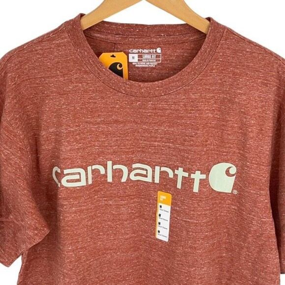 NWT Carhartt Mens Loose Fit Short Sleeve Graphic T-Shirt Heather Rust Medium - Picture 2 of 7